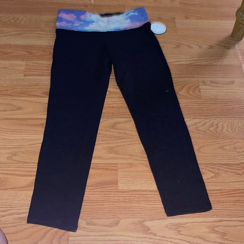 Tiedye waistband black leggings sz m
